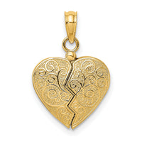 14K 3-D Reversible Heart Opens Charm-K6954