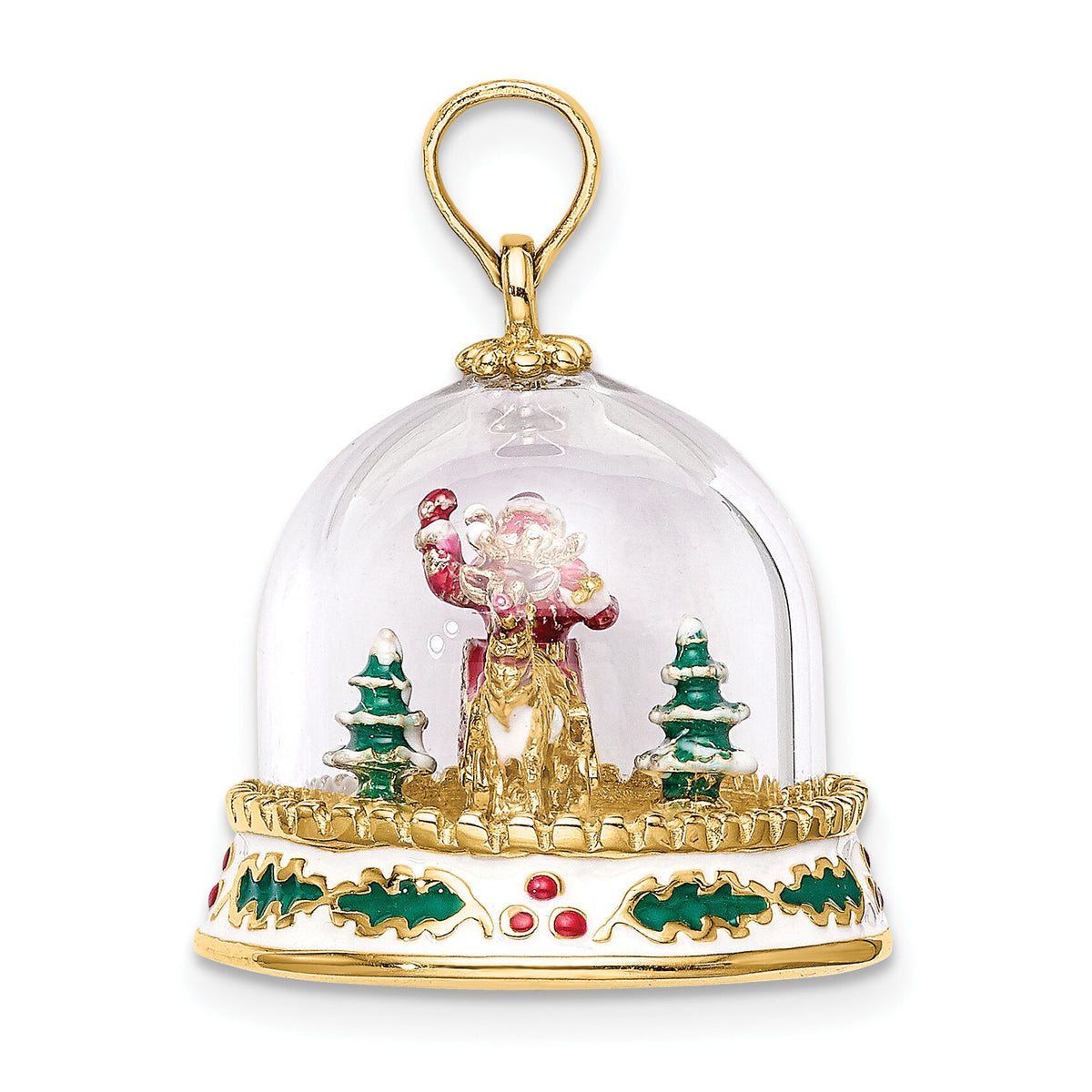 14K 3-D Enameled Christmas Snow Globe Charm-K6957