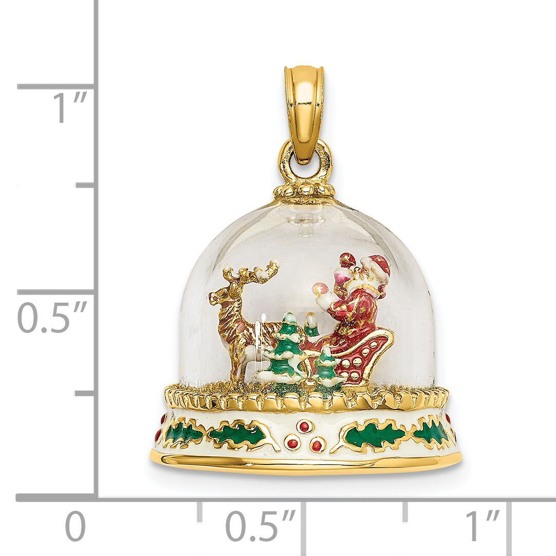 14K 3-D Enameled Christmas Snow Globe Charm-K6957
