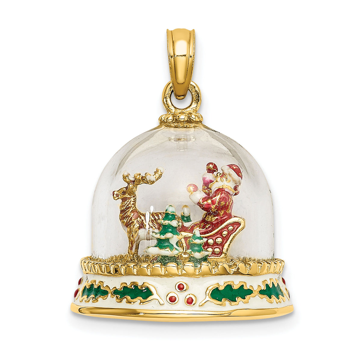 14K 3-D Enameled Christmas Snow Globe Charm-K6957