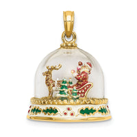 14K 3-D Enameled Christmas Snow Globe Charm-K6957