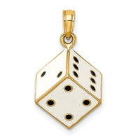 14K 3-D Enamel Dice Charm-K6958