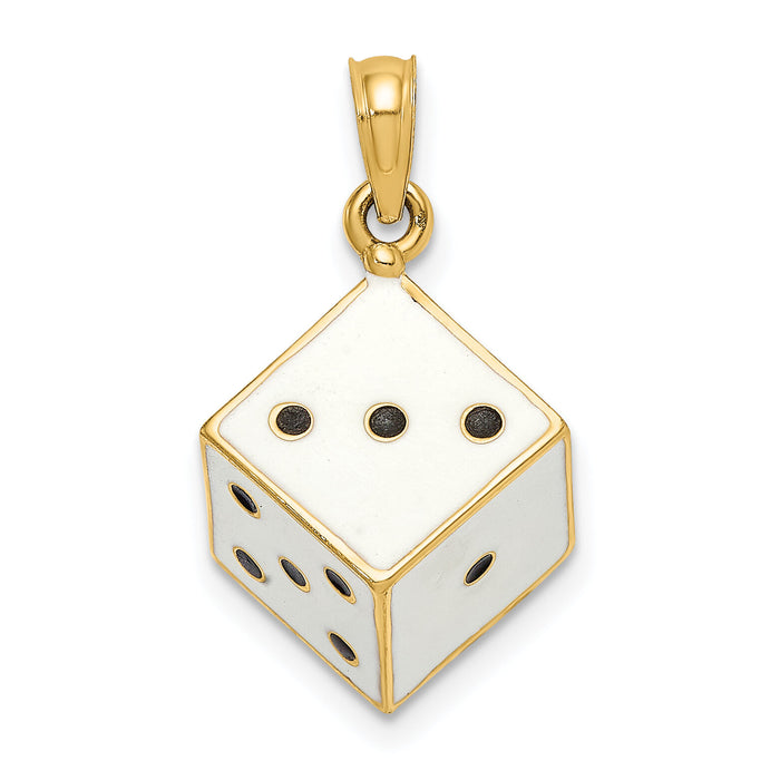 14K 3-D Enamel Dice Charm-K6958