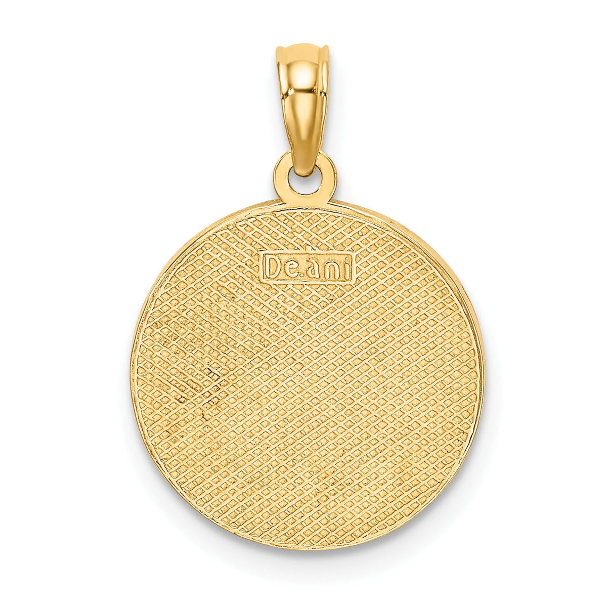 14K w/ Enamel HAPPY HOLIDAYS w/ Holly On Round Disc Charm-K6960