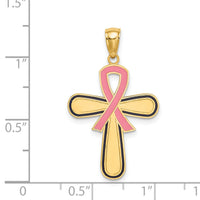14K Enamel Pink Ribbon Breast Cancer Cross-K6961