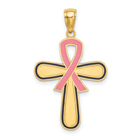 14K Enamel Pink Ribbon Breast Cancer Cross-K6961