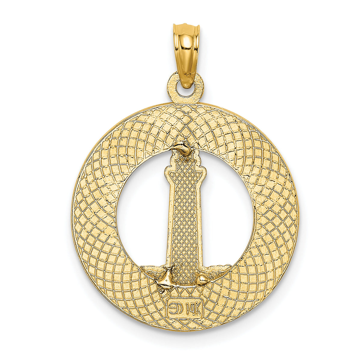 14K HILTON HEAD Enamel Lighthouse Circle Charm-K6963