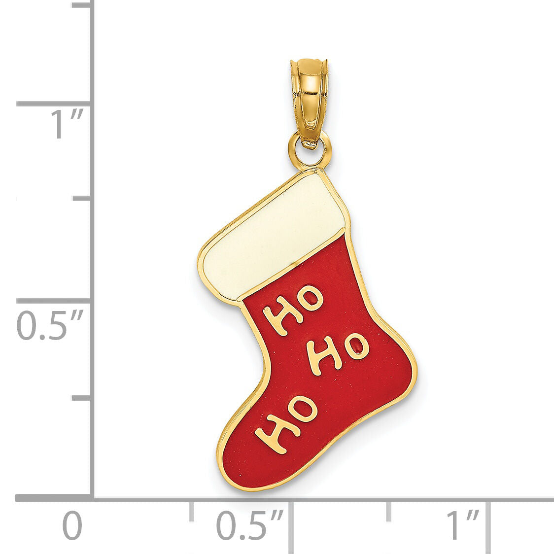 14K Enamel HO HO HO Christmas Stocking Charm-K6969