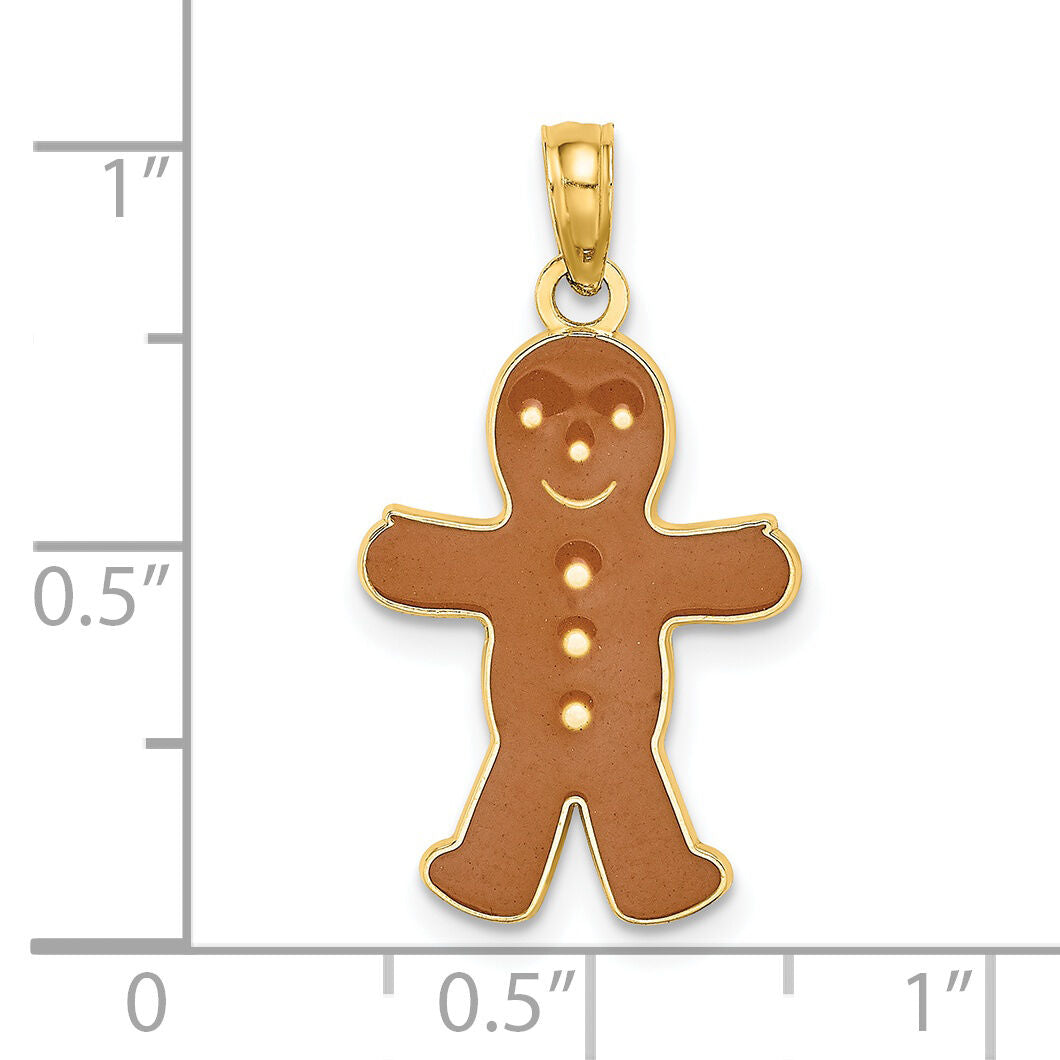 14K 3-D Enameled Gingerbread Man Charm-K6970
