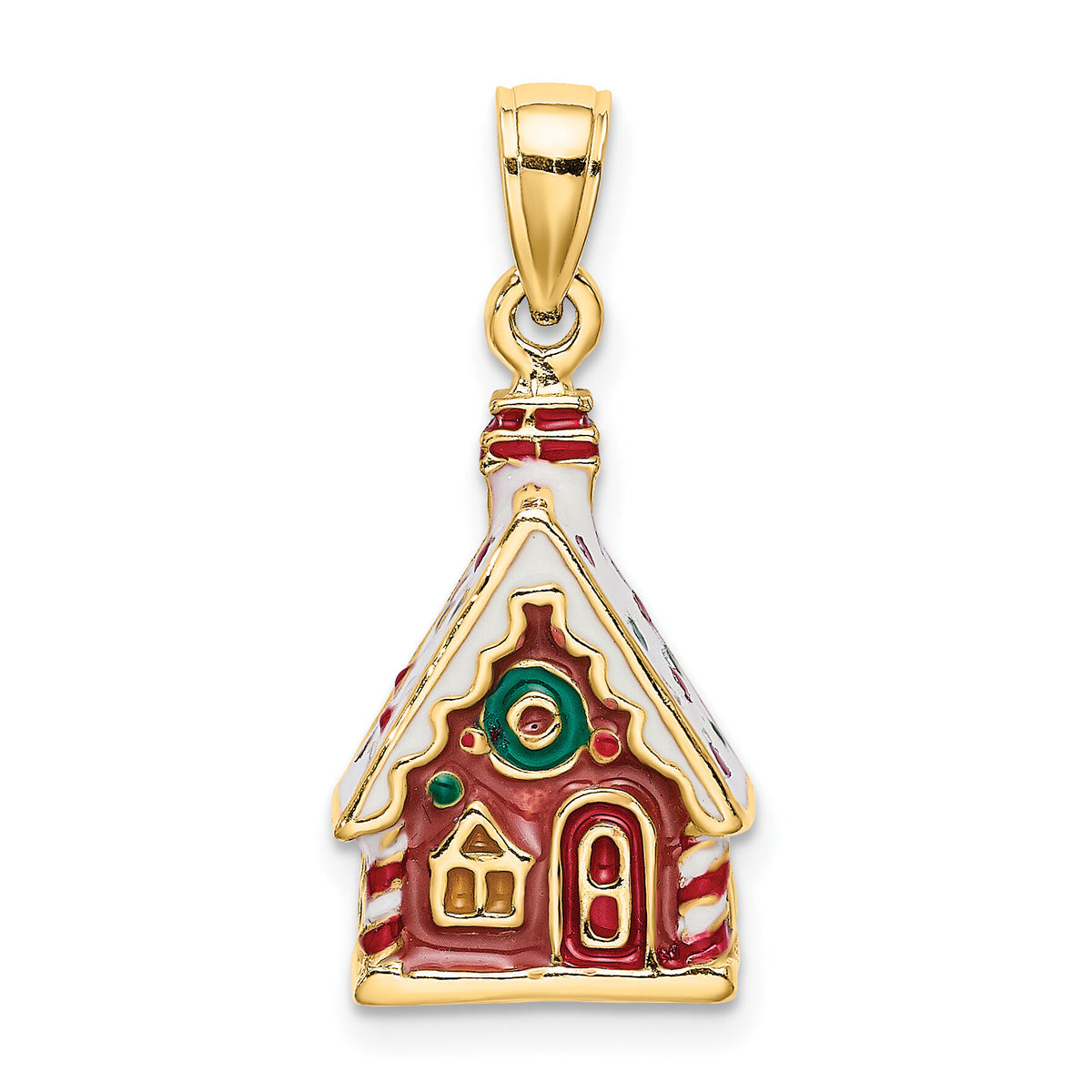 14K 3-D Enamel Gingerbread House Charm-K6978