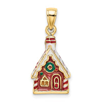 14K 3-D Enamel Gingerbread House Charm-K6978