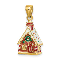 14K 3-D Enamel Gingerbread House Charm-K6978