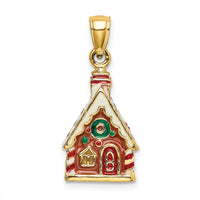 14K 3-D Enamel Gingerbread House Charm-K6978