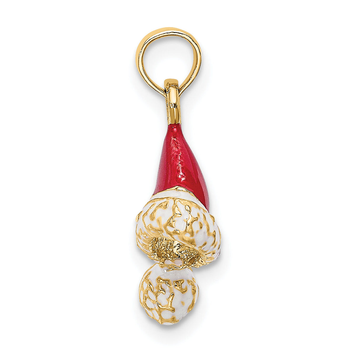 14K 3-D w/ Red and White Enamel Santa Hat Charm-K6981