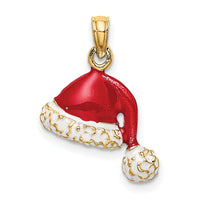 14K 3-D w/ Red and White Enamel Santa Hat Charm-K6981