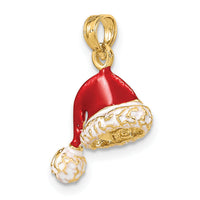 14K 3-D w/ Red and White Enamel Santa Hat Charm-K6981