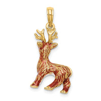 14K 3-D Enamel Red Nosed Reindeer Charm-K6983