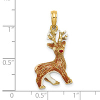 14K 3-D Enamel Red Nosed Reindeer Charm-K6983
