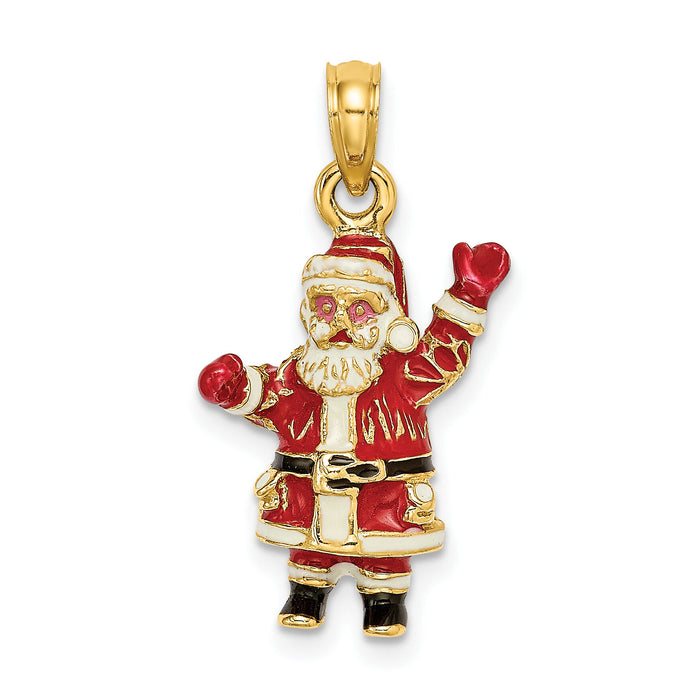 14K 3-D Enamel Santa Charm-K6984
