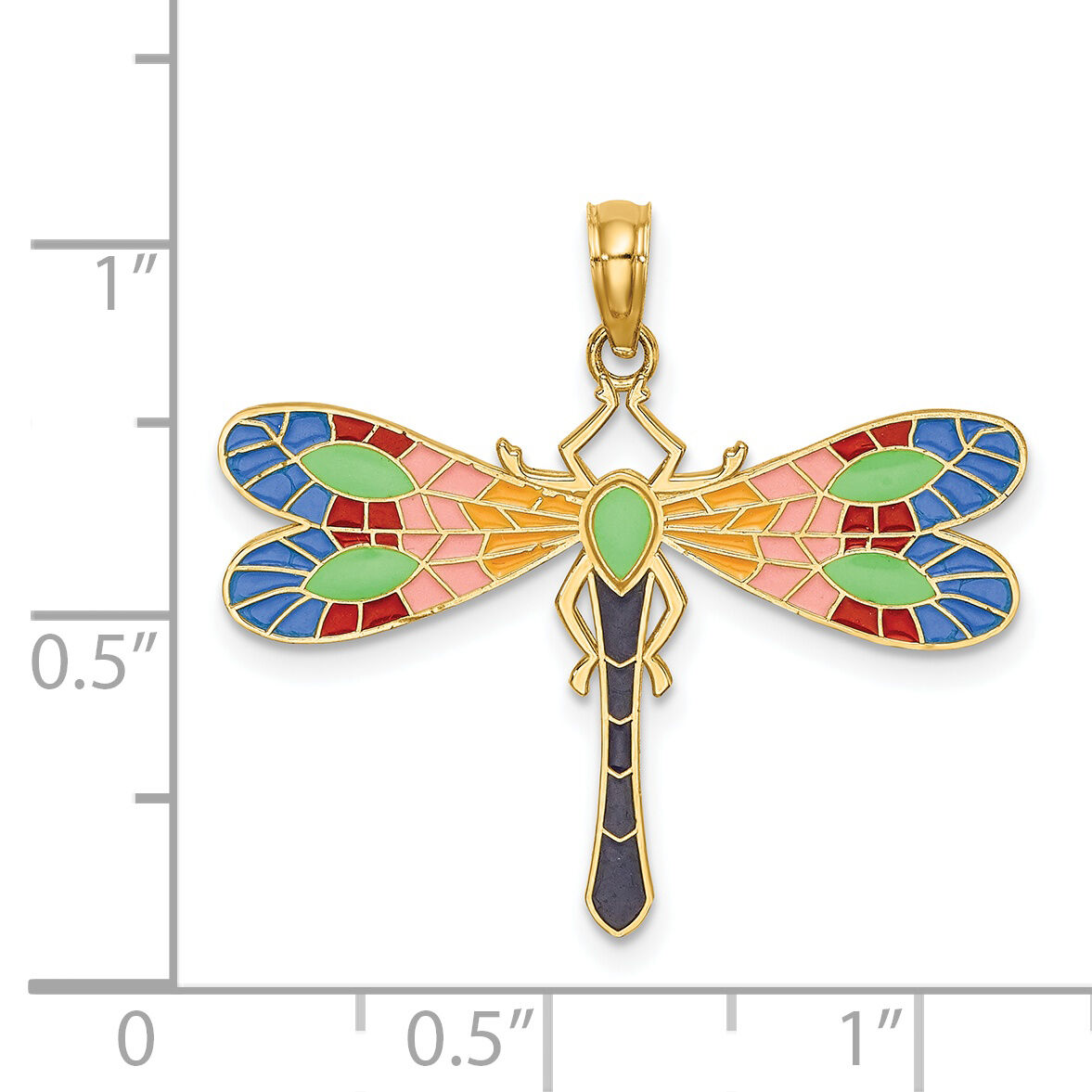 14K Multi Color Enamel Dragonfly Charm-K6985
