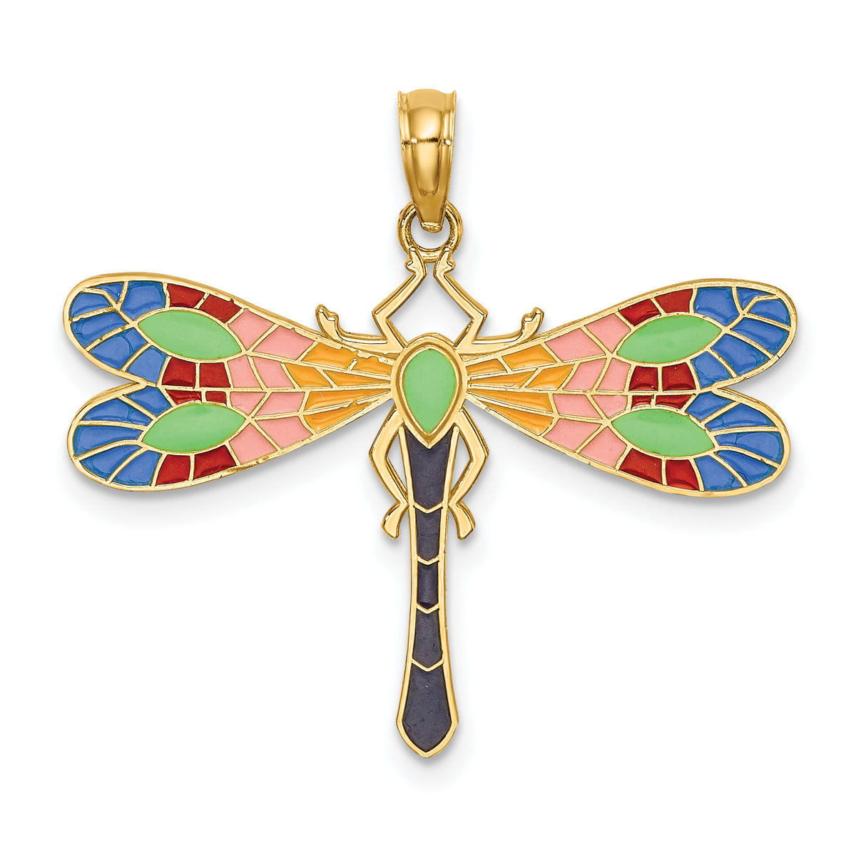 14K Multi Color Enamel Dragonfly Charm-K6985