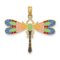 14K Multi Color Enamel Dragonfly Charm-K6985