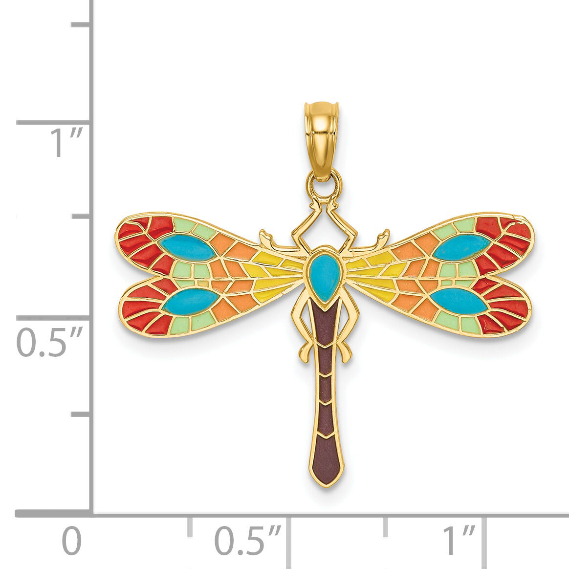 14K Multi Color Enamel Dragonfly Charm-K6986