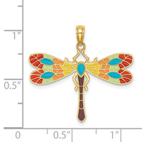 14K Multi Color Enamel Dragonfly Charm-K6986