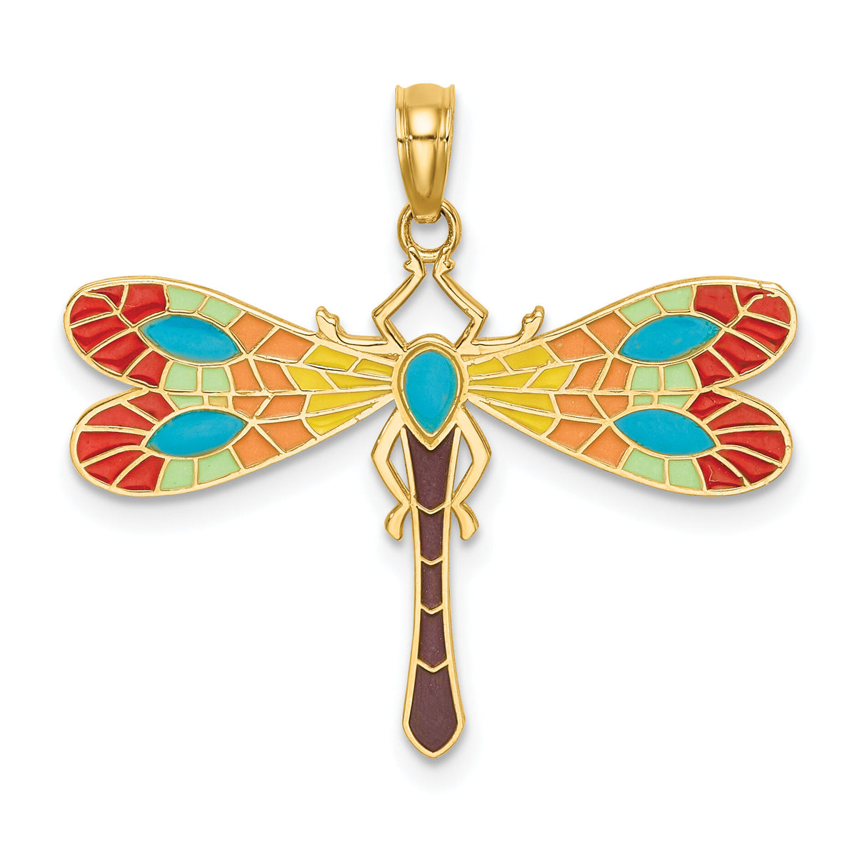 14K Multi Color Enamel Dragonfly Charm-K6986