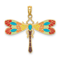 14K Multi Color Enamel Dragonfly Charm-K6986