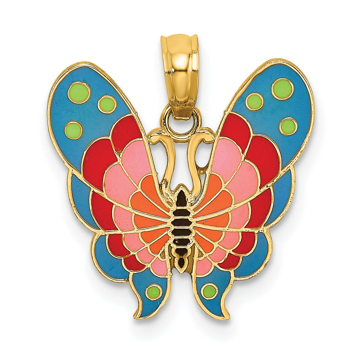 14K w/ Multi-Color Enamel Butterfly Charm-K6987