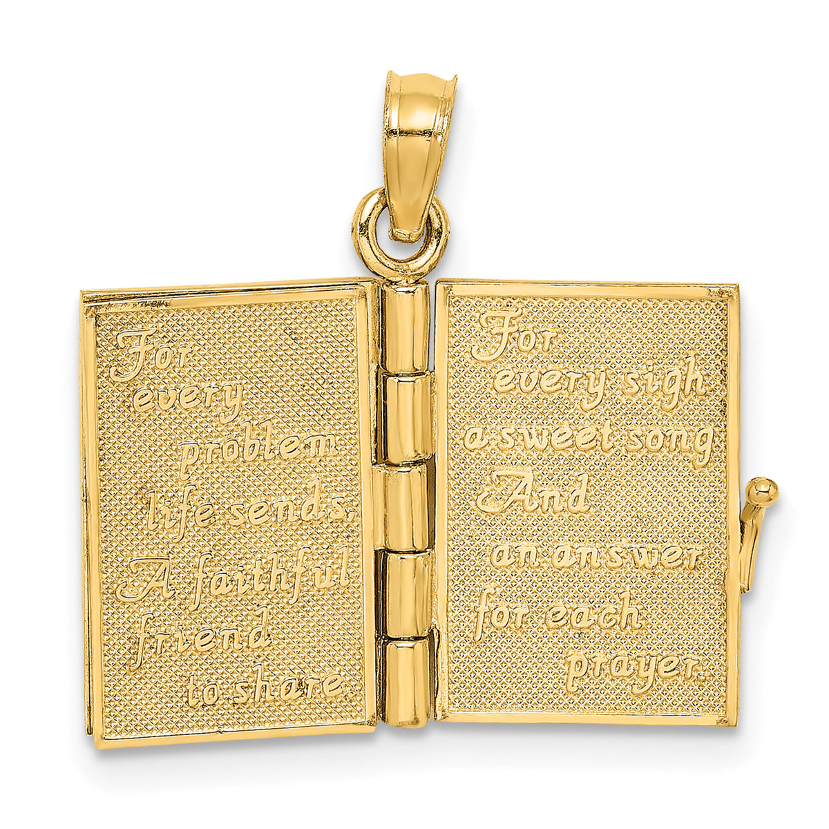 14K 3-D Moveable Enameled AN IRISH PRAYER Book w/Clover Charm-K6989