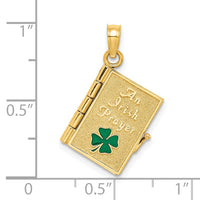 14K 3-D Moveable Enameled AN IRISH PRAYER Book w/Clover Charm-K6989