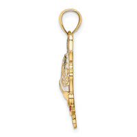 14K Enamel Holiday Bells and Holly Charm-K6990