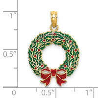 14K Enamel CHRISTMAS WREATH Charm-K6991