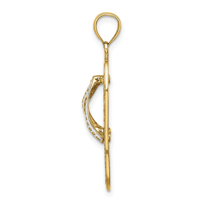 14K Multi Heart Flip-Flop w/ White Enamel Charm-K6993