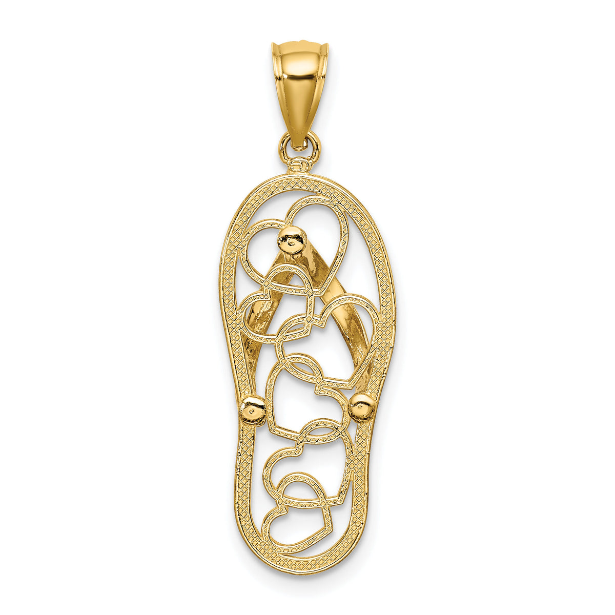 14K Multi Heart Flip-Flop w/ White Enamel Charm-K6993