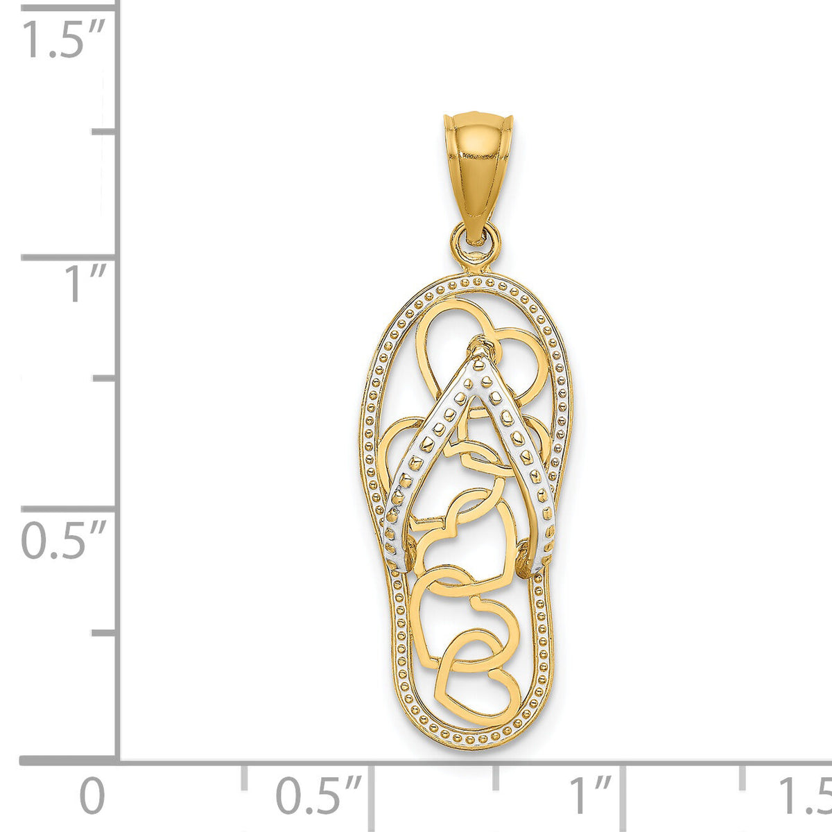 14K Multi Heart Flip-Flop w/ White Enamel Charm-K6993