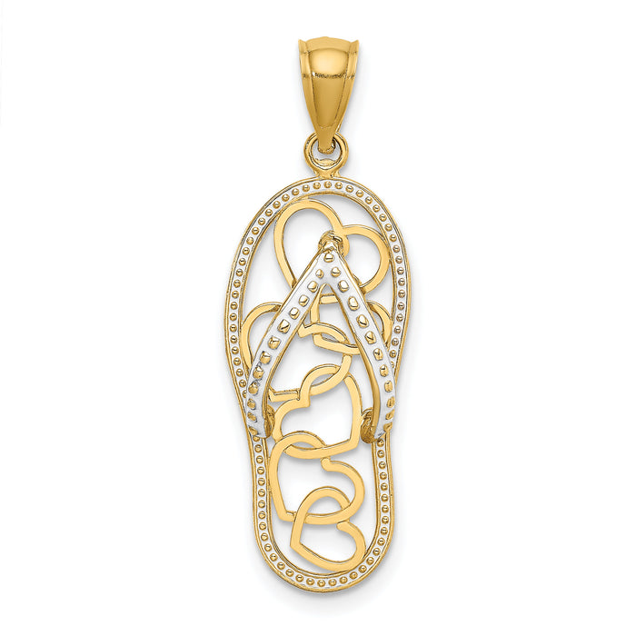 14K Multi Heart Flip-Flop w/ White Enamel Charm-K6993