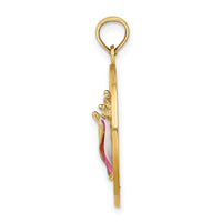 14K SARASOTA Circle w/ Enamel Conch Shell Charm-K6997