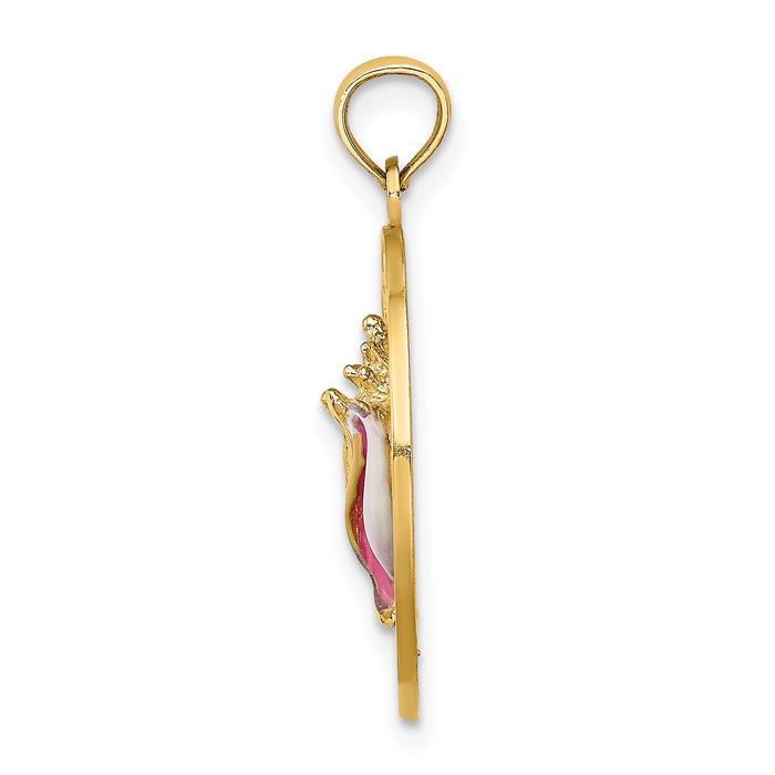14K SARASOTA Circle w/ Enamel Conch Shell Charm-K6997