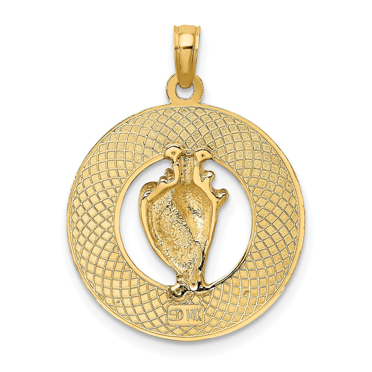 14K SARASOTA Circle w/ Enamel Conch Shell Charm-K6997