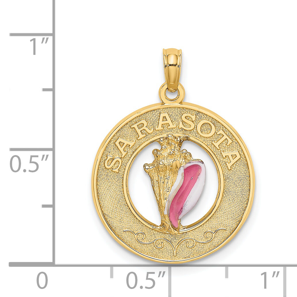 14K SARASOTA Circle w/ Enamel Conch Shell Charm-K6997