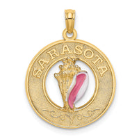 14K SARASOTA Circle w/ Enamel Conch Shell Charm-K6997