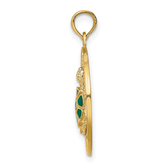 14K w/ Enamel Turtle SARASOTA Circle Charm-K6999