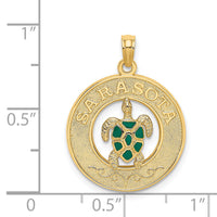 14K w/ Enamel Turtle SARASOTA Circle Charm-K6999