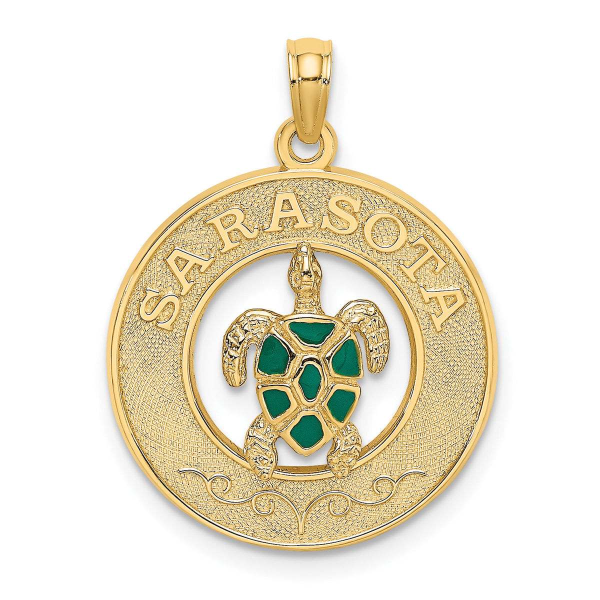 14K w/ Enamel Turtle SARASOTA Circle Charm-K6999