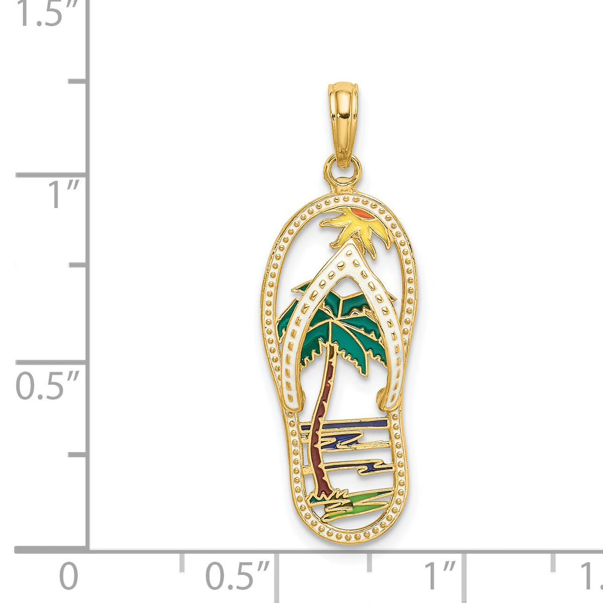14K Enamel Palm Tree Flip-Flop Charm-K7001