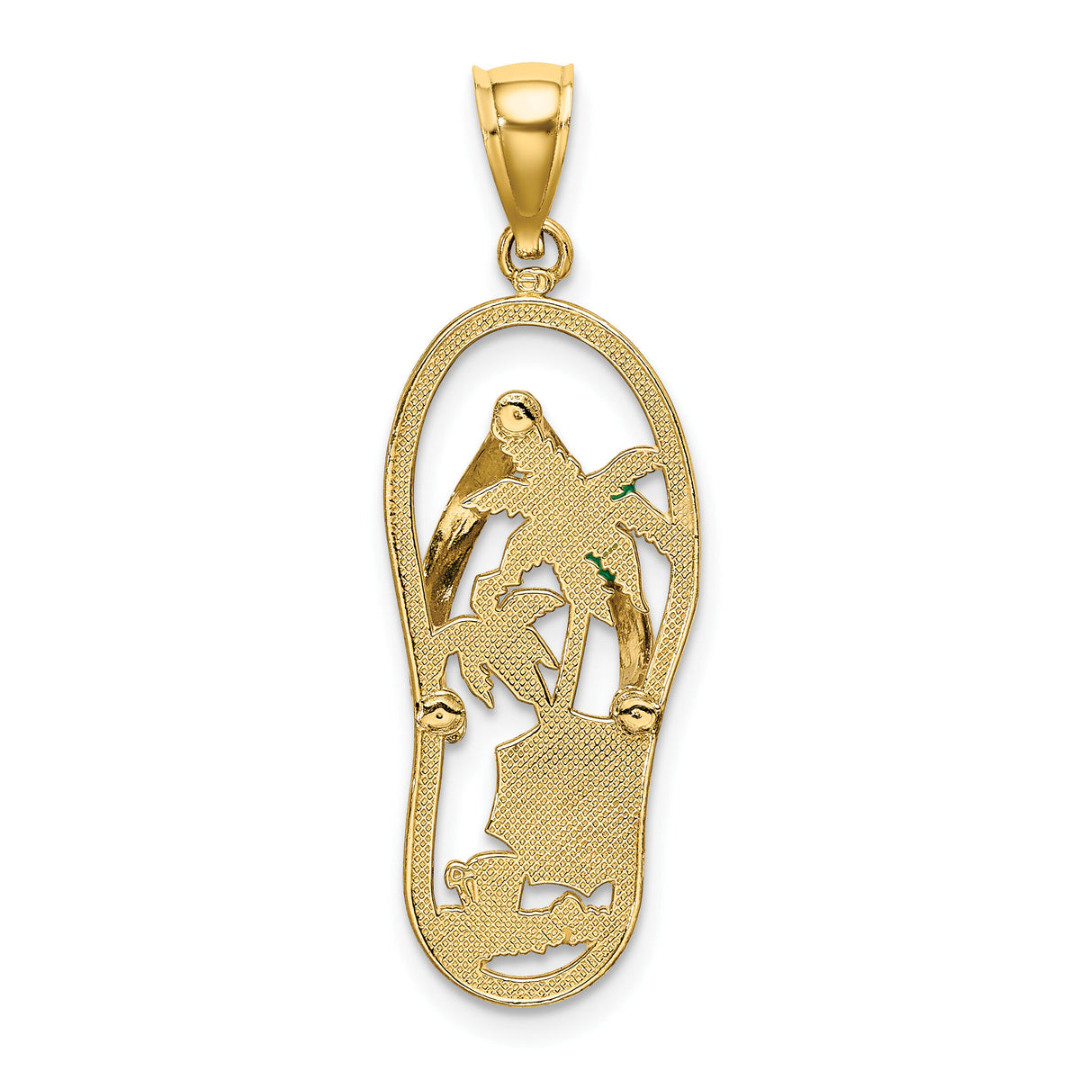 14K Enamel Palm Tree Beach Scene Flip-Flop Charm-K7003