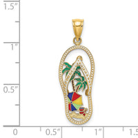 14K Enamel Palm Tree Beach Scene Flip-Flop Charm-K7003